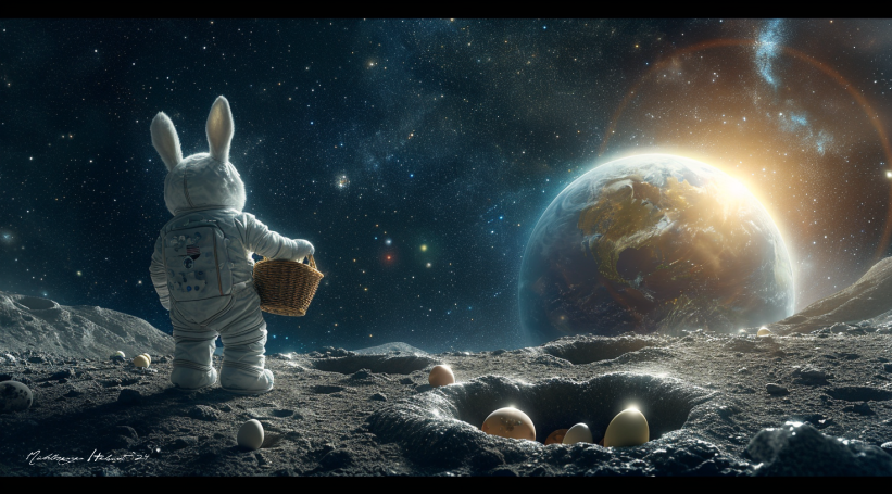 Erster Osterhase auf dem Mond